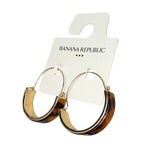 Banana Republic Tortoise Gold tone Hoop Dangle Earrings NEW $45